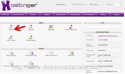 kontrol Panel di idhostinger
