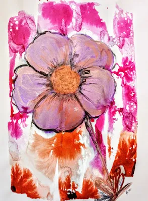 PAINT COLORFUL FLOWERS IN ABSTRACT AND INK, BY MIABO ENYADIKE