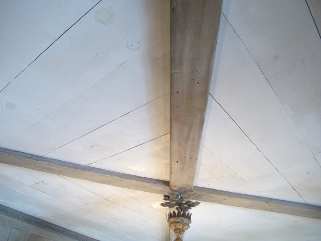 Whitewashed Plywood Ceiling