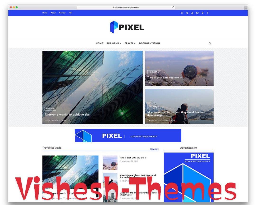 Template Pixel Premium Design Blogger Template Download