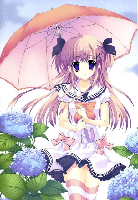 anime girl with umbrella