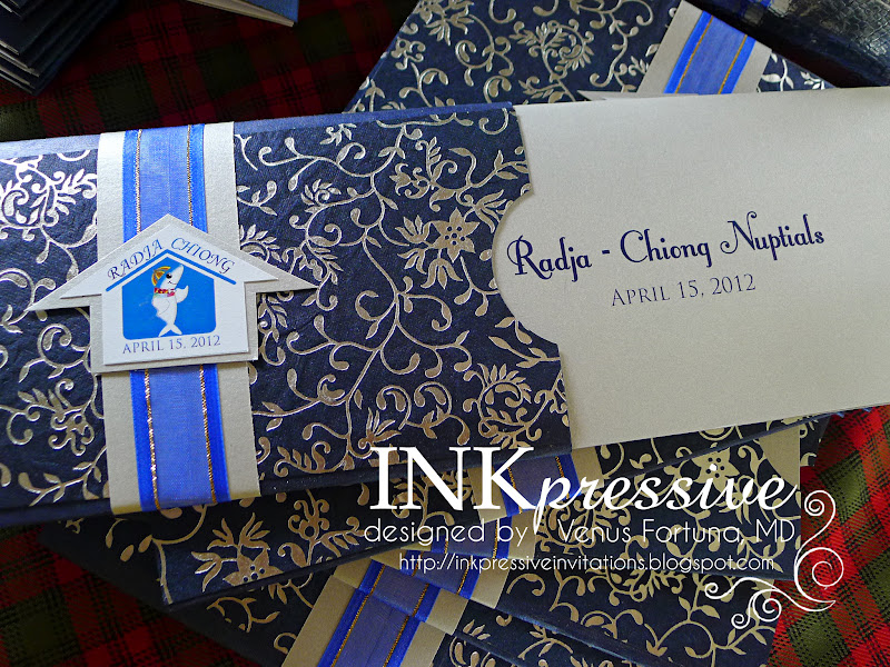 Inkpressive Invitations Radja Royal Blue and Silver Wedding Motif