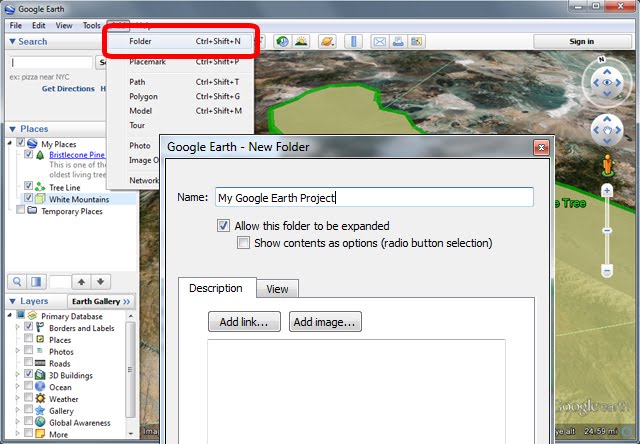 Google Earth Pro Tutorials Create new folder