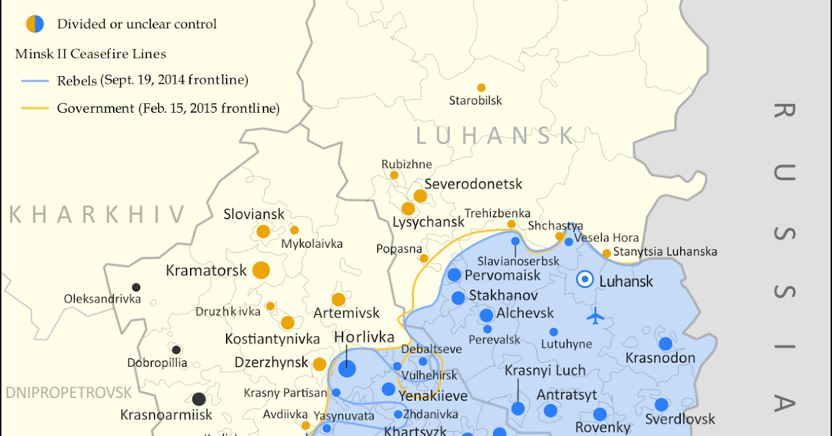 Map Ukraine Separatist Area Control July 2015 