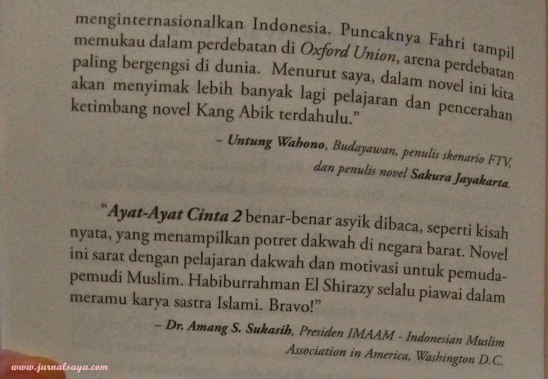 Ayat Ayat Cinta MEMBACA AYAT AYAT CINTA  2 BAGUS SIH TAPI Jurnal Saya