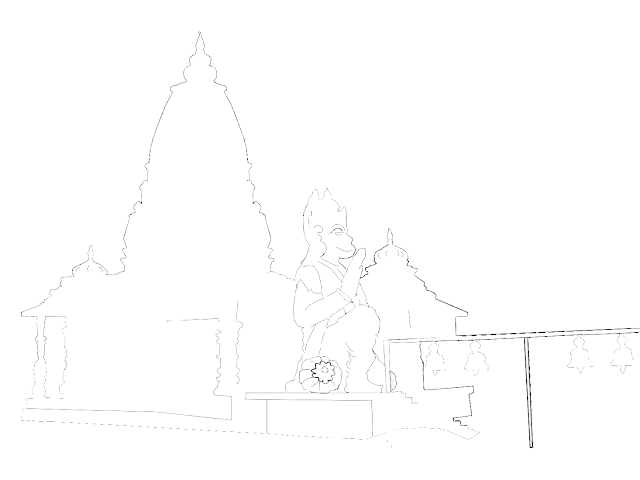 sketch of a Hanuman temple