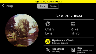 Screenshot Hipstamatic-instellingen: Chan + Rijks