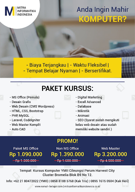 Paket Lengkap Kursus Komputer YMII Cileungsi