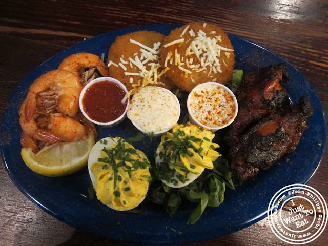 Image of Appetizer sampler plate at  Dinosaur BBQ in Harlem NYC, New York