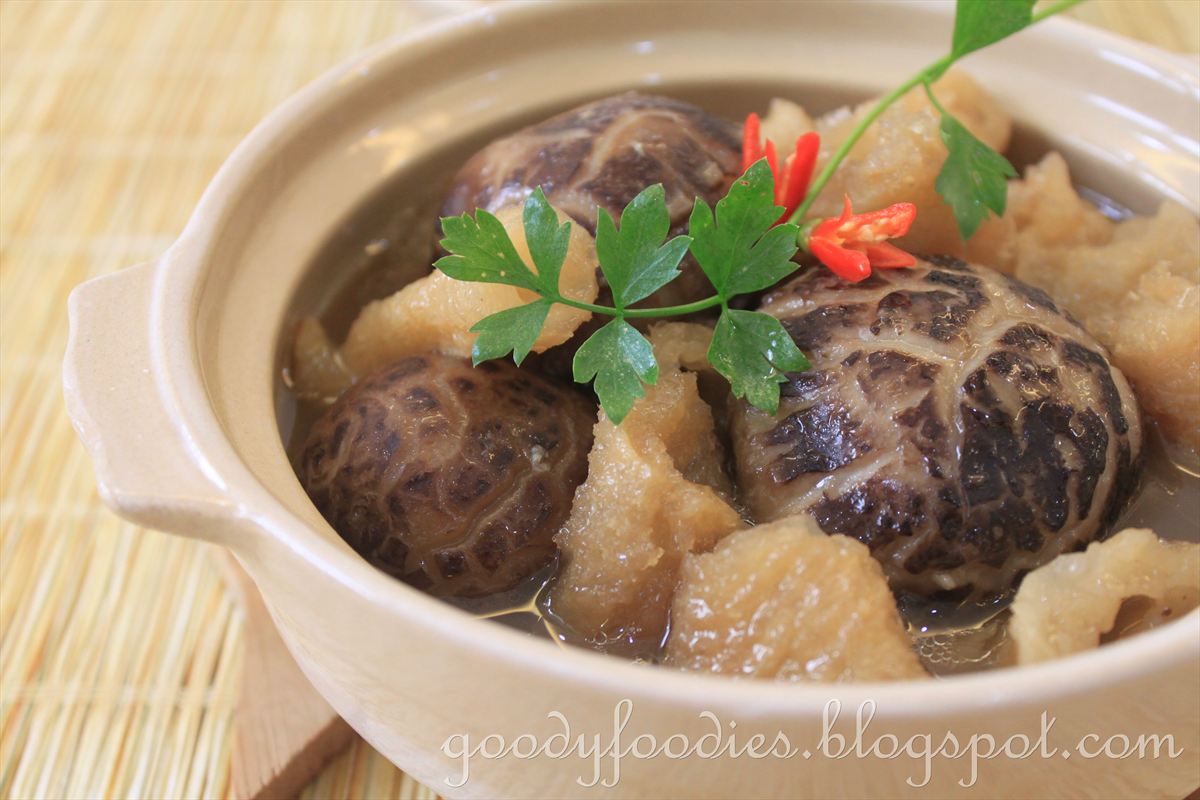 Goodyfoodies Recipe Fish Maw With Mushrooms Stew