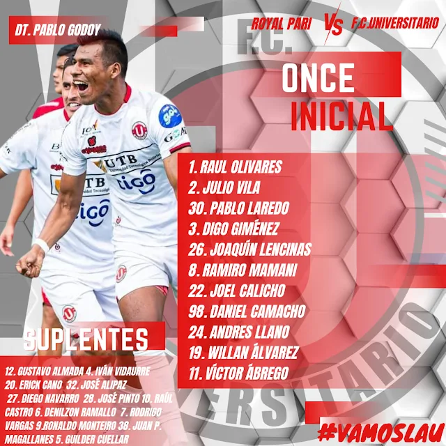 Alineaciones Royal Pari vs Universitario de Vinto