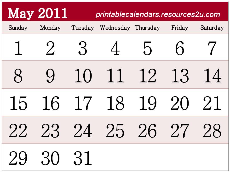 printable 2011 calendar. may 2011 calendar printable.