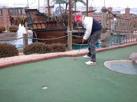 Richard Gottfried playing in the BMGA Scottish Open minigolf tournament at Codona's Adventure Golf course in Aberdeen