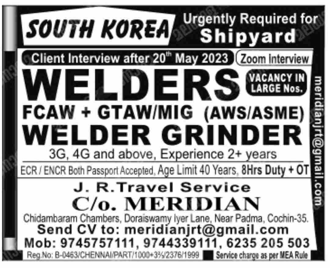 Welder and grinder jaw in South Korea