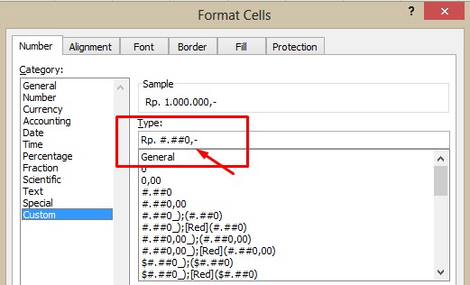 Cara Membuat Rp di Excel Menggunakan Custom Format