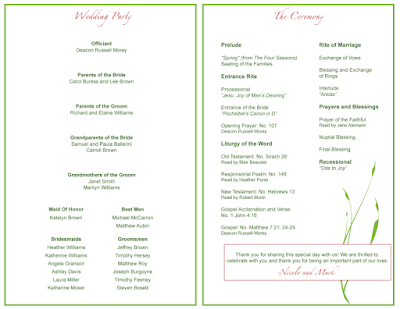 Sample Wedding Programs on Wedding Program For Nicole And Mark