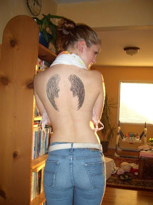 Angel Wings Tattoo on Women Back Piece With Small Angel Wings Tattoos Picture 7