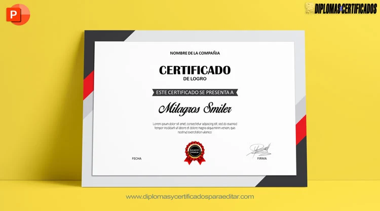 Plantilla en PowerPoint para certificado de logros