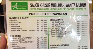 Noni Halimi Daftar Harga  Treatment Arini Salon