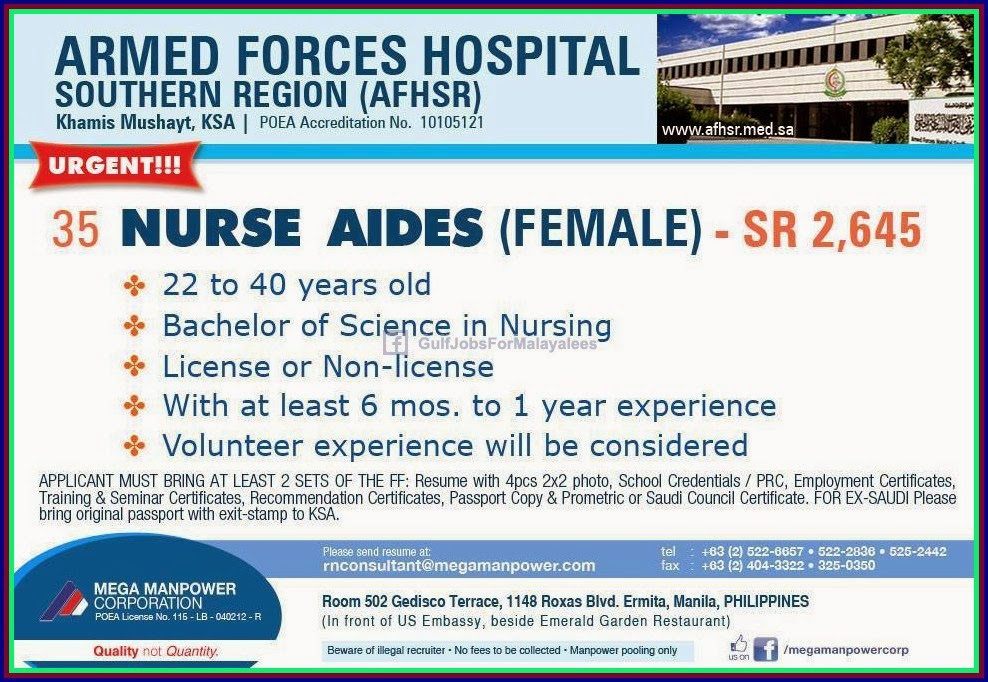 Nurses for Armed Forces Hospital KSA