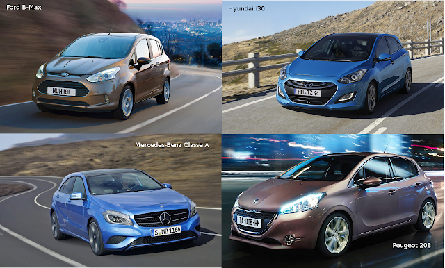 Ford B-Max, Hyundai i30, Mercedes-Benz Classe A, Peugeot 2008