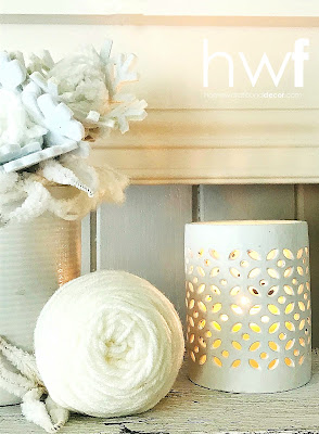 diydecorating,seasonal,crafting,home decor,winter,tutorial,white,flowers,DIY,re-purposed,up-cycling,winter floral arrangment,winter flowers,winter home decor,yarn crafts,yarn,yarn flowers.