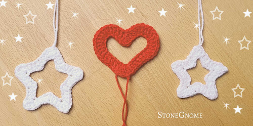 Crocheted star and heart