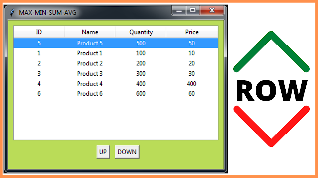 Move Tkinter Treeview Row Up And Down In Python