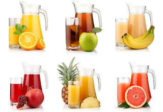 Lemon juice, orange juice, banana juice, apple juice, pineapple juice