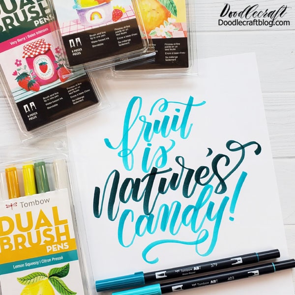 As far as the color combos go, I super love the Yay Sorbet, but I chose the Lemon Squeezy for my hand lettering project.  Fruit is nature's candy!  I'm so excited for hot Summer sun and fresh fruit from the market!