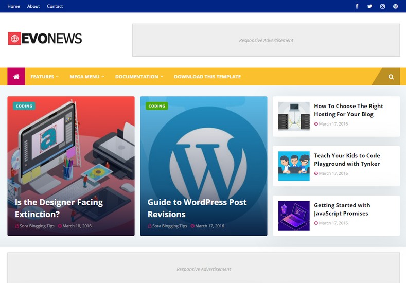 EvoNews Blogger Template