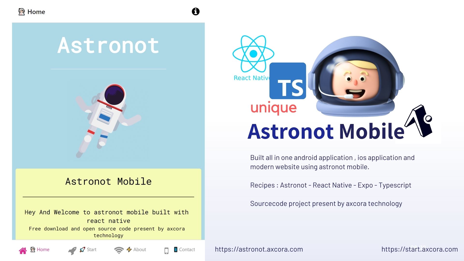 Built all in one website android apk and ios app using astronot mobile react native free download source code gratis