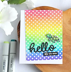Sunny Studio Stamps: Background Basics Hello Word Die Card by Michelle Short