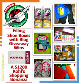 Filling Operation Christmas Child shoe boxes with blog giveaway wins