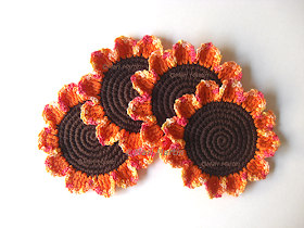 Crochet Coasters Autumn Daisies