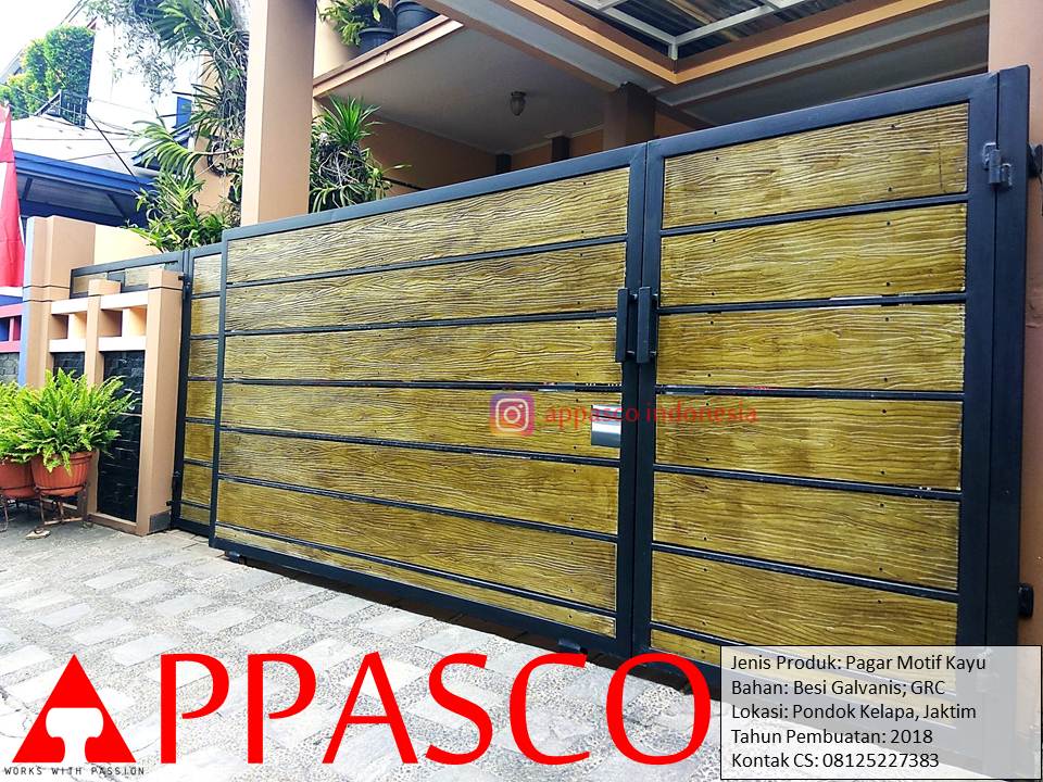 Pagar Motif Kayu Model Minimalis Modern di Pondok Kelapa