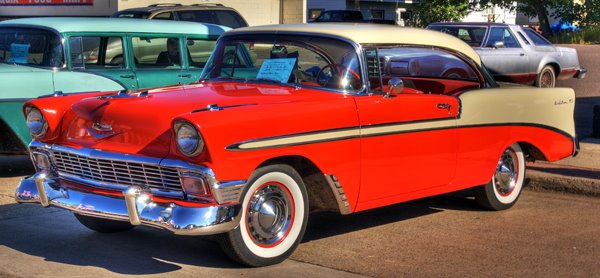 1956 CHEVROLET BEL AIR AT ANTIQUE AUTO SHOW ONTONAGON MICHIGAN AUGUST 30