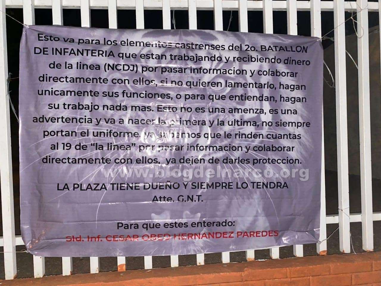 Gente Nueva del Tigre no puede con La Línea (NCDJ) y acusa en Narcomantas en Cuauhtémoc, Chihuahua, al ejercito de apoyarlos