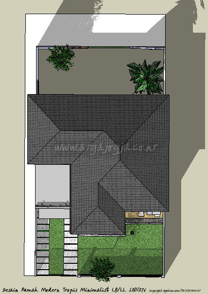 Desain Fasad Eksterior Rumah Modern Tropis Minimalist LB 