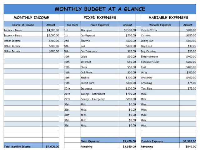 Home is Where my Heart is: Monthly Budget - Easy Worksheet