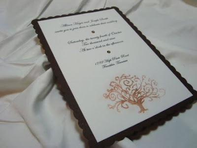 Detail of Copper Metallic Accent on Invitation with Hot Fix Crystal