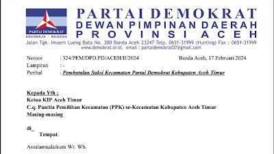 Wow  !! Ketua DPC Demokrat Aceh Timur Keluarkan Press Release