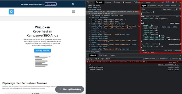 Penjelasan  dan Fungsi dari Inspect Element
