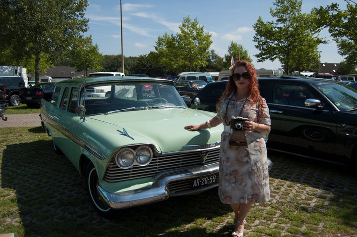 Me and our 1958 Plymouth Fury Suburban with the famous Christine nose