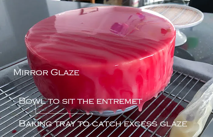 Mirror glazed Honey, Raspberry and White Chocolate Bavarois image