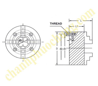 Bản vẽ mâm cặp 4 chấu VKC