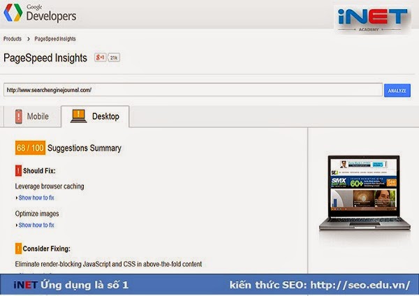 Google pagespeed insight