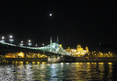 Bridge lit up at night