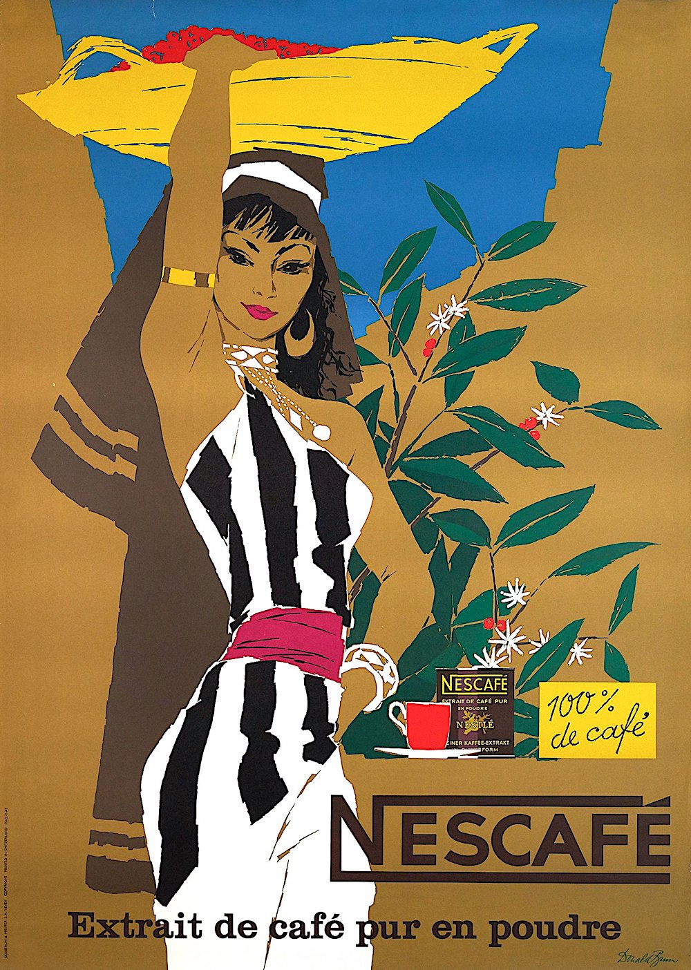 a Donald Brun 1954 advertising poster for Nescafe coffee