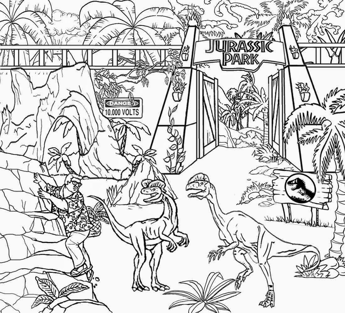 landscape drawing ideas World Jurassic Park Coloring Pages | 1100 x 1000